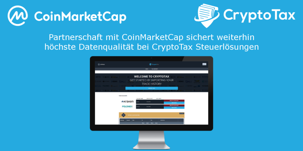 Partnerschaft mit CoinMarketCap sichert weiterhin höchste Datenqualität bei Cryptotax Steuerlösungen 3 20181106 CoinMarketCap und CryptoTax Partnerschaft DE 1