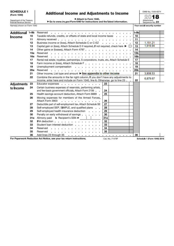 Form 1040 schedule 1